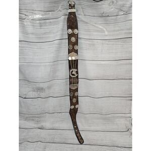 Vintage Argentina Pesos Leather Gaucho Rodeo Belt 16 Coins. 31.5 Inches